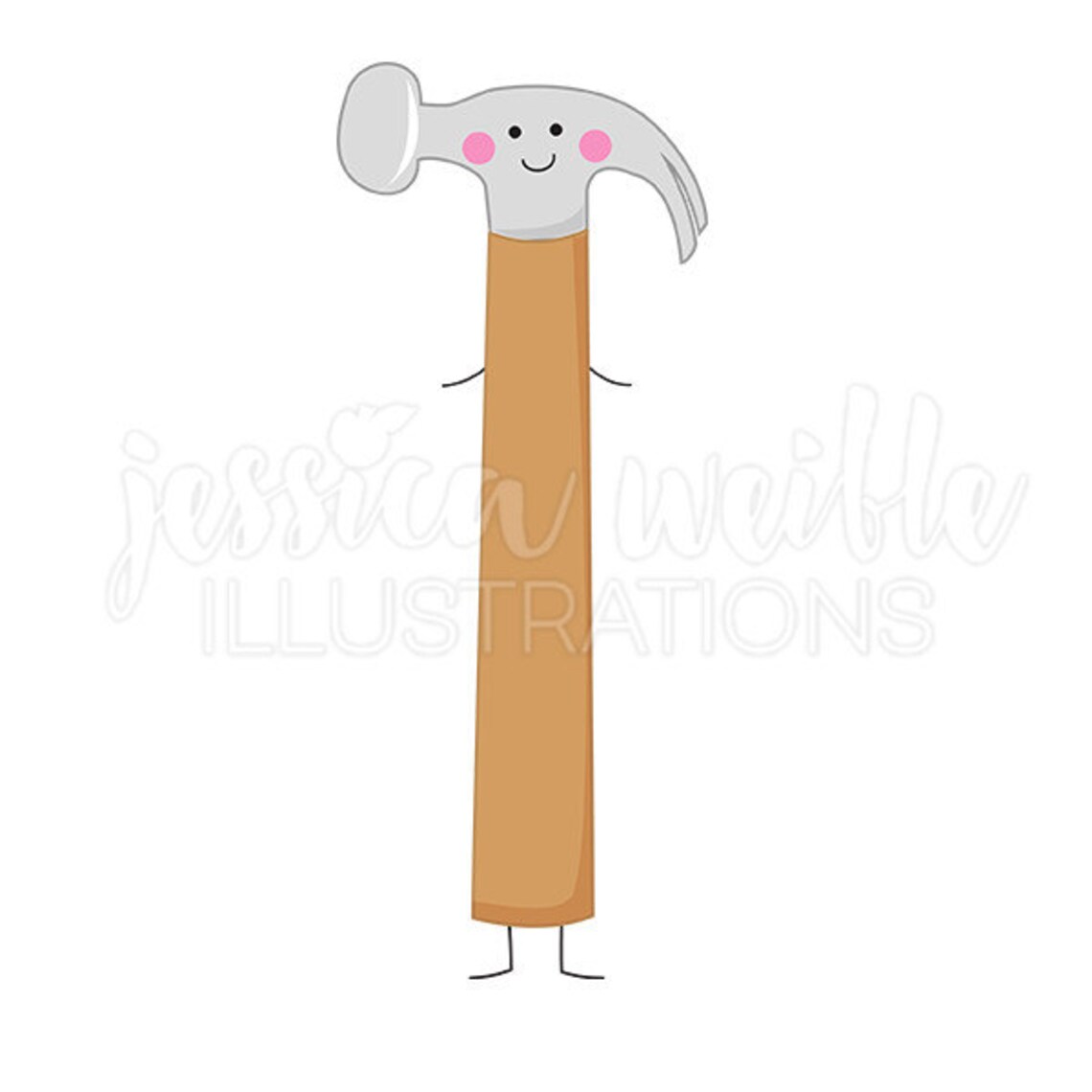 Happy Hammer Cute Digital Clipart Hammer Clip art Building | Etsy