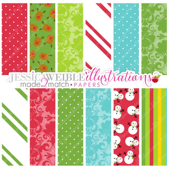 Christmas Morning Cute Digital Papers for Commercial or | Etsy