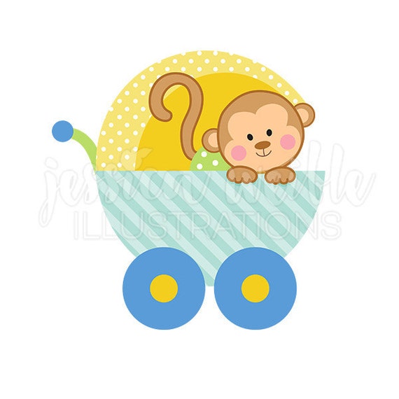 Bebe Garcon Singe Transport Clipart Numerique Mignon Mignon Etsy