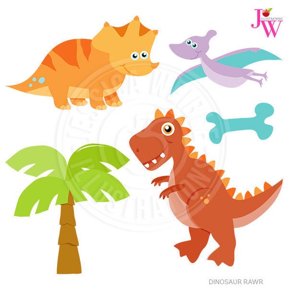 Dinosaur Rawr Cute Clipart, Dinosaur Clipart, Dinosaur Graphics, Dinosaur Clip Art, Scrapbooking Images, T-Rex, Prehistoric, Dino Bone Il_570xn