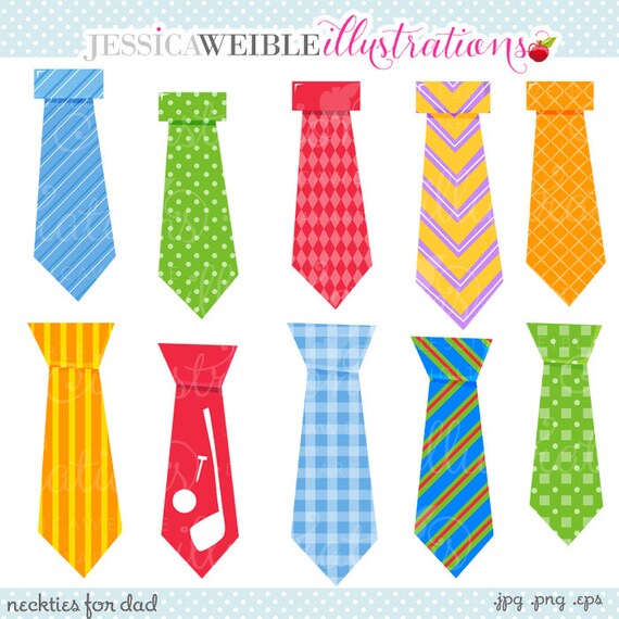 Neckties For Dad Cute Digital Clipart - Commercial Use OK - Tie Clipart, Tie Graphics, Fathers Day Clipart Il_570xn