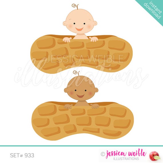 Instant Download Baby Boy in a Peanut Cute Digital Clipart, Peanut Baby Clip art, Baby Graphics, Boy Baby Peanut Illustration, #933 Il_570xn