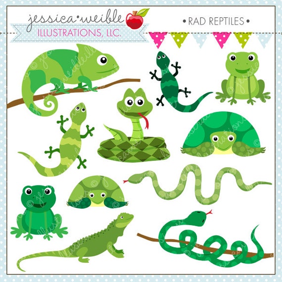 Rad Reptiles Cute Digital Clipart for Commercial or Personal Use, Reptile Clipart, Reptile Graphics Il_570xn