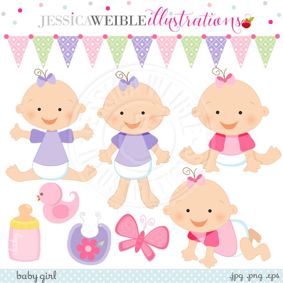 Baby Girl Cute Digital Clipart For Card Design Scrapbooking Etsy