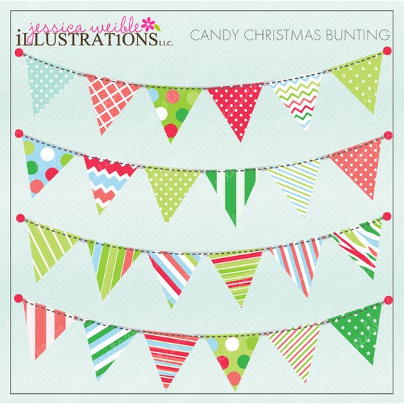 Candy Christmas Bunting Cute Digital Clipart for Invitations | Etsy