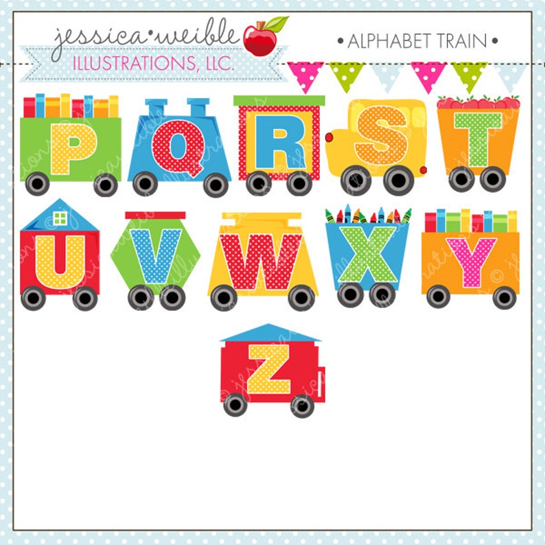 Alphabet Train Cute Digital Clipart for Commercial or ...