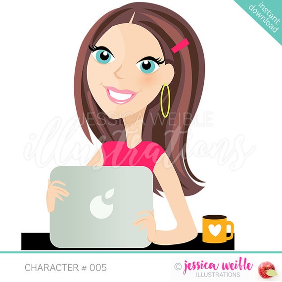 Instant Download Character Illustration Long Hair Woman With Etsy