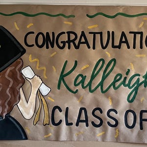 Banner personalizado pintado à mão, formatura, papel kraft, decoração, turma de