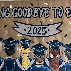 Banner personalizado pintado à mão, formatura, papel kraft, decoração, turma de