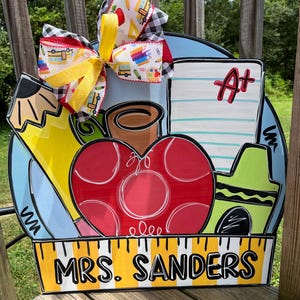 Custom Hand painted Teacher Door Hanger, Wood sign, classroom decor