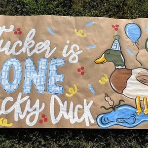 One Lucky Duck Painted Banner