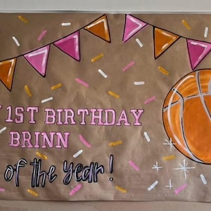 Carta Kraft dipinta a mano, striscione di compleanno, sport
