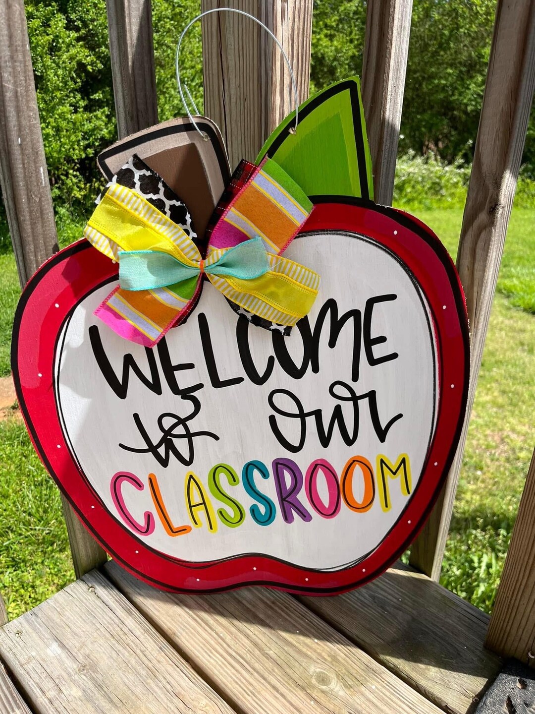 Custom Hand Painted Teacher Door Hanger, Wood Sign, Classroom Decor - Etsy