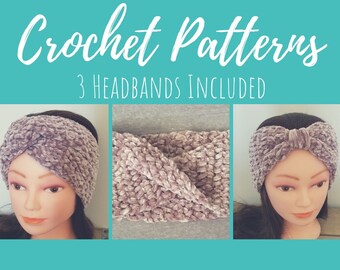 Headband Crochet Pattern - Knotted, Double Knot and Twist all included