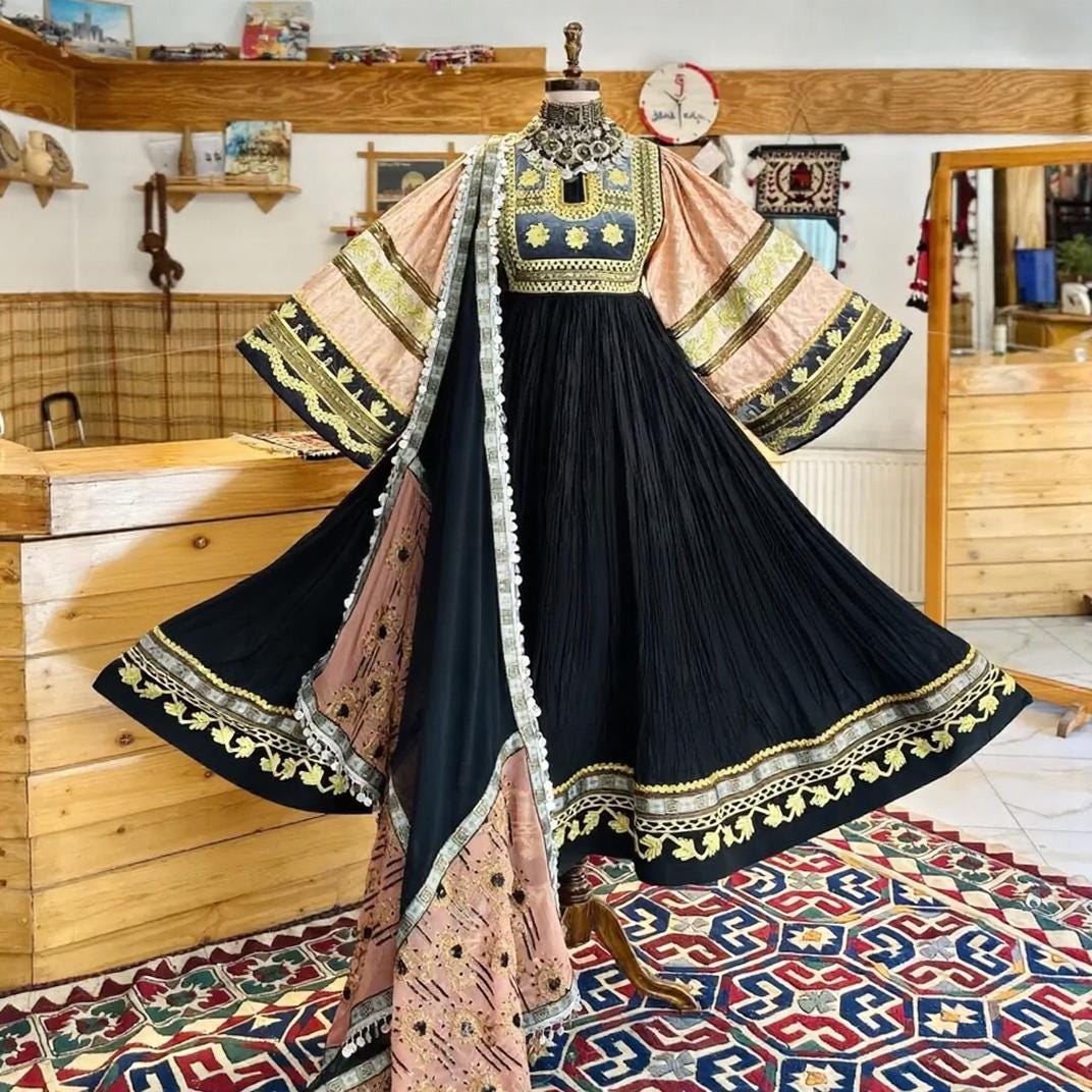 Gold and Black Afghan Dress - Etsy