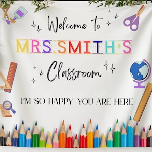 Custom Welcome to Classroom Banner, Personalized Back to School Sign, Classroom Tapestry Decor, Teacher Classroom Decor, Gift For Teacher