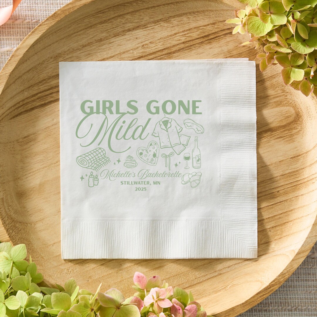 Girls Gone Mild Bachelorette Napkins Custom Girls Sleepover Party ...