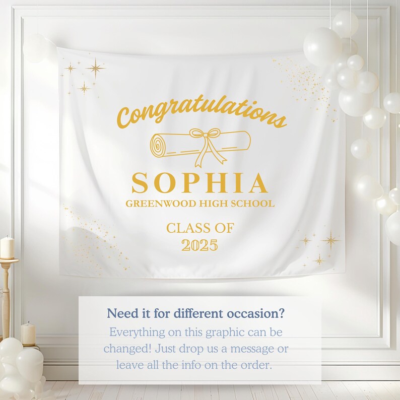 Graduation Backdrop 2025, Custom Class of 2025 Graduation Party Banner ...