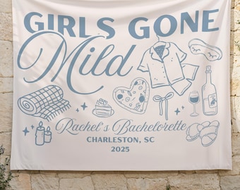 Girls Gone Mild Bachelorette Banner Custom Sleepover Bachelorette Photo Backdrop Slumber Party Bachelorette Decor Spa Day Bach Party Sign