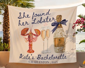 She Found Her Lobster Banner Custom Lobster Theme Bachelorette Decor Coastal Bridal Shower Photo Backdrop Beachy Bachelorette Sign