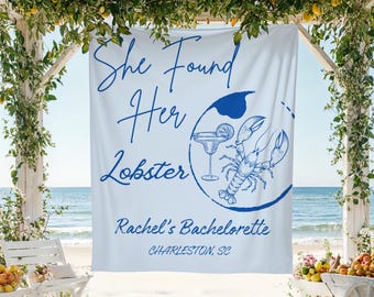 She Found Her Lobster Banner Custom Lobster Theme Bachelorette Decor Coastal Bridal Shower Photo Backdrop Beachy Bachelorette Sign