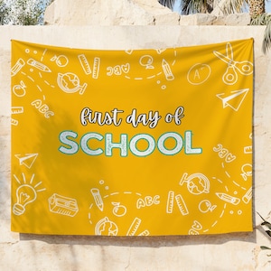First Day School Banner, First Day of School Sign, Classroom Tapestry Decor, Classroom Banner, Teacher Classroom Decor, Teacher Sign