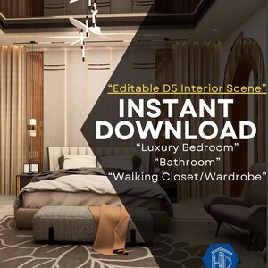 3D Bedroom Scene | D5 Interior Render File | Editable Lighting + Camera Presets | Bathroom Scene