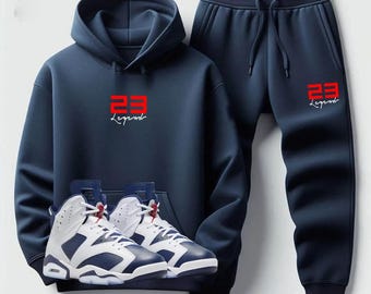 Marineblauwe joggingbroek heren 23 Legend Hoodie-joggingbroek passend bij Air Jordan Retro Navy
