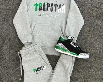 Completo sportivo con felpa grigia Trapstar per uomo e donna, streetwear, jogger, abbigliamento casual sportivo, completo coordinato, regalo, vestibilità alla moda