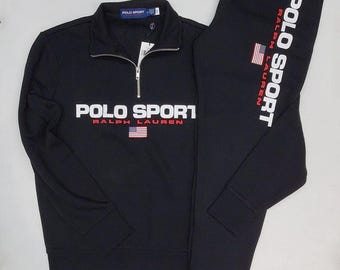 Men's Polo Ralph Lauren Gedrucktes Logo Schwarz Trainingsanzug-Set logo-Datei