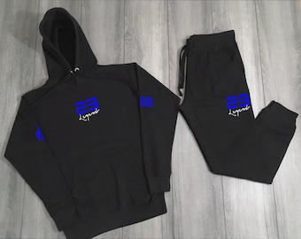 Men’s Black Tracksuit Set Hoodie & Joggers, Streetwear Outfit, Casual Gym Wear, Graphic Number 23 Sweat Set, Unisex Activewear
