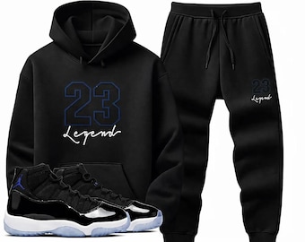 Legend 23 Space Jam 11 Black-trainingspak heren – streetwearset met hoodie en joggingbroek