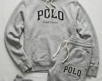 Polo Ralph Lauren-logo herenset zwarte fleece hoodie en joggingbroek trainingspak Sweatsuit geïnspireerd