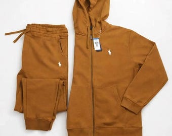 Polo Ralph Lauren-stijl heren camel fleece hoodie joggingbroek joggingbroek trainingspak