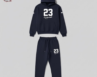 Navy Blue 23 Legend Hoodie Trainingsanzug Set, Unisex Streetwear Outfit, Passender Jogger Set, Casual Athleisure Wear