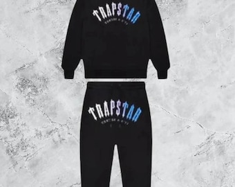 Zwart-grijze trainingspak Trapstar – Urban Streetwear-joggingbroek met capuchon