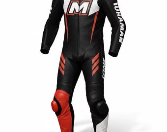 Op maat gemaakt leren motorracepak | CE-bepantsering, klaar voor rupsen