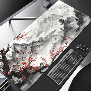 Sakura Scenery Schreibtischmatte, Japanische Schreibtischunterlage, Japan Schreibtischmatte XL, Ästhetisches Mousepad, Mousepad, Gaming Playmat, Niedliche Schreibtischdekoration, Anime Schreibtischmatte