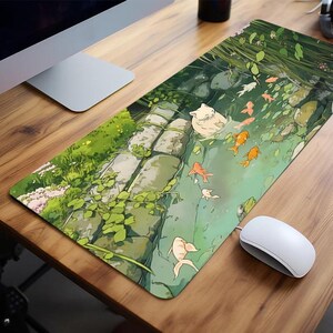 Kawaii Katze Schreibtischmatte, Japanische Schreibtischunterlage, Japan Schreibtischmatte XL, Ästhetische Mauspad, Cartoon Katze Mauspad, Gaming, Süße Schreibtisch Dekoration, Anime