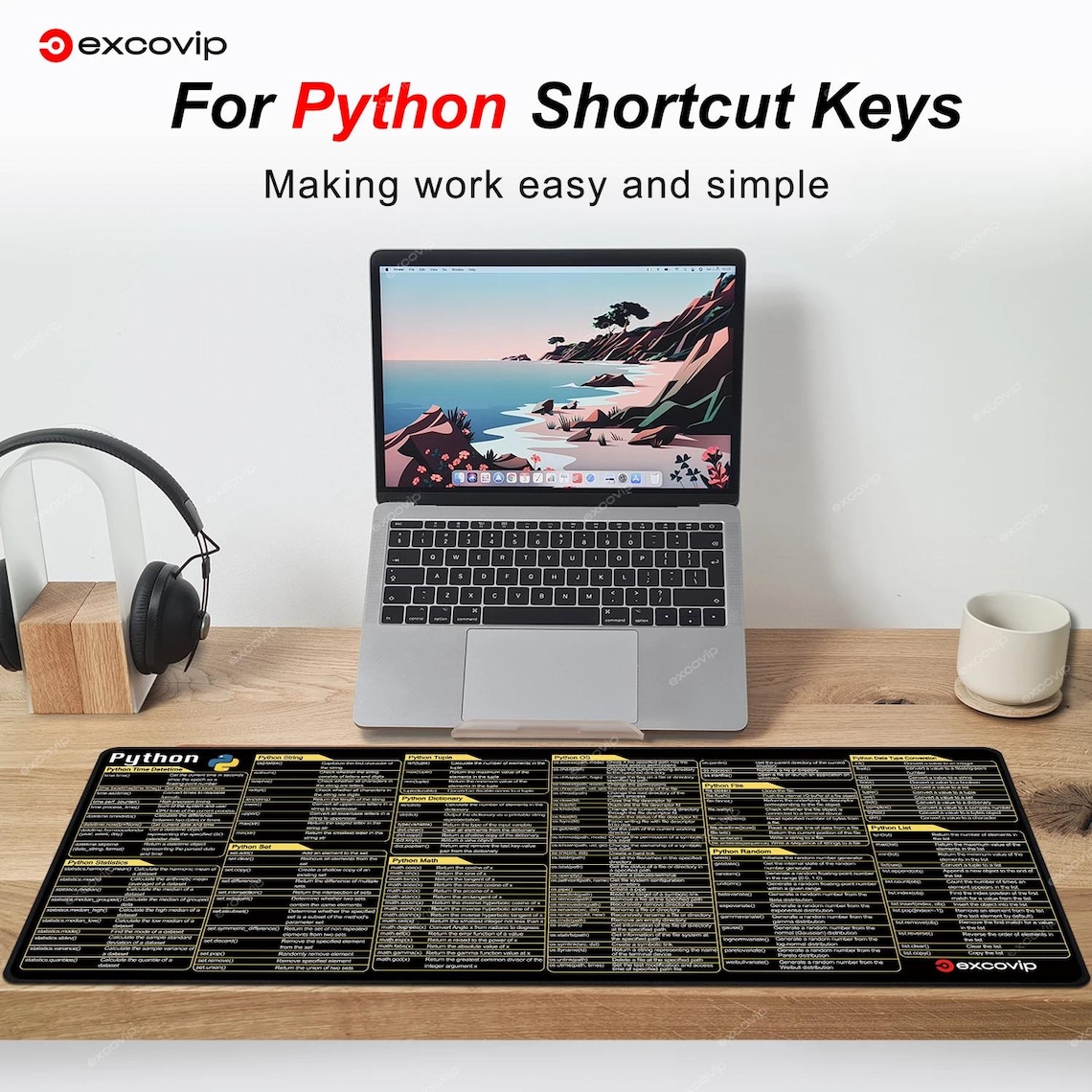 Python Cheat Sheet Mouse Pad | Python Shortcut Keys Mouse Pad | Desk ...