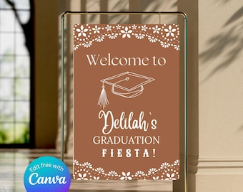 Talavera Graduation Welcome Sign: Mexican Fiesta Theme (Canva Editable, Digital Download)
