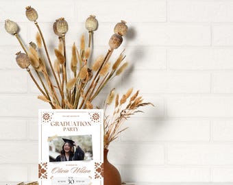Talavera Graduation Invitation with Photo: Editable Canva Template (Digital Download)