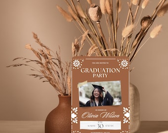 Talavera Graduation Invitation Template with Photo (Canva Editable, Instant Download)