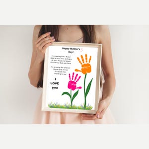 Muttertag Handabdruck Kunst Geschenk zum Muttertag | Muttertag Handabdruck Kunst Gedicht | Blumenstrauß Handwerk für Mama | SOFORTIGER DOWNLOAD