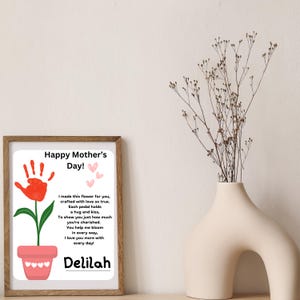 Muttertag Handabdruck Basteln für Kinder | Geschenk für Mama | Blumen Gedicht | Muttertagsgeschenk | Druckbare Instant Download