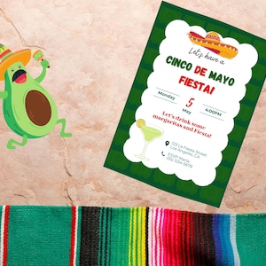 Cinco de Mayo Fiesta Invitation: Editable Canva Template (Instant Download)