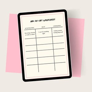 ABCs of CBT Worksheet | Printable Cognitive Behavioral Therapy Worksheet