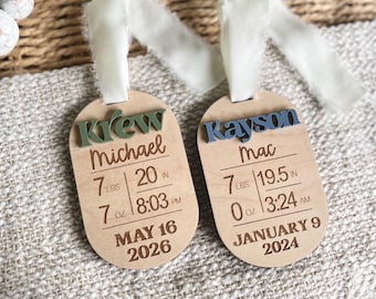 Personalized Baby Birth Stats Ornament, Custom Newborn Name Ornament, Baby’s First Christmas Keepsake, New Baby Gift, Gift for New Mom