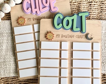 Routine Chart, Chore Chart, Personalized, Kids Daily Responsibility Chart, Dry Erase Routine Chart, Day Routine Sign, Night Routine Sign