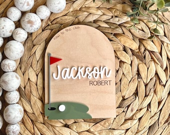 Golfnaambord, golfnaamaankondiging voor baby, kraamcadeau, ziekenhuisnaamaankondiging, vers 48 fotorekwisiet, baby, kinderkamer golfthema